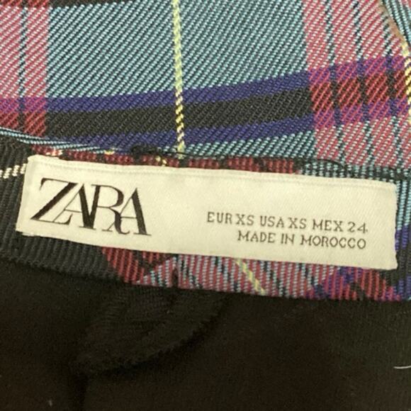 Zara Multicolor Plaid Checkered Straight Pencil Preppy School Girl Mini Skirt XS - Picture 4 of 4